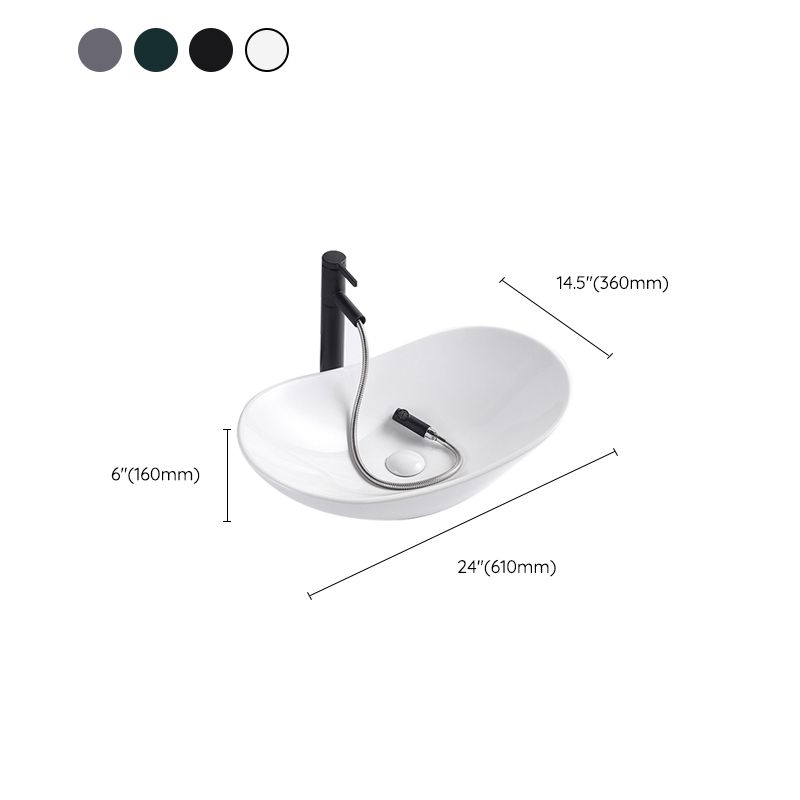 Modern Bathroom Sink Oval Bathroom Sink Overflow with Basin and Faucet
