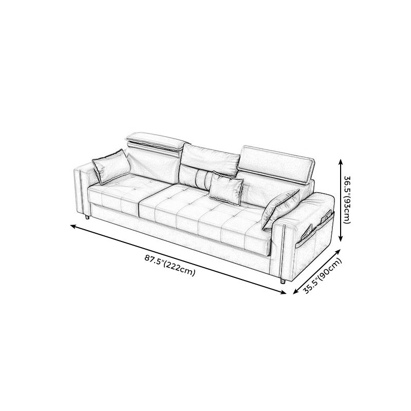 Sofá de almacenamiento contemporáneo Sofá de sala de estar ajustable de almacenamiento de brazo cuadrado de la sala de estar ajustable