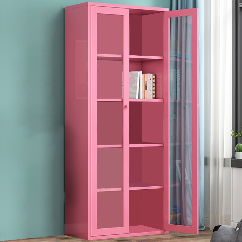 Contemporary Storage Cabinet Antique Finish Side Cabinet with Glass Paned