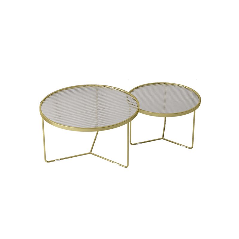 Trestle 2 Nesting Coffee Table Modern Tempered Glass 18'' Coffee Table Set