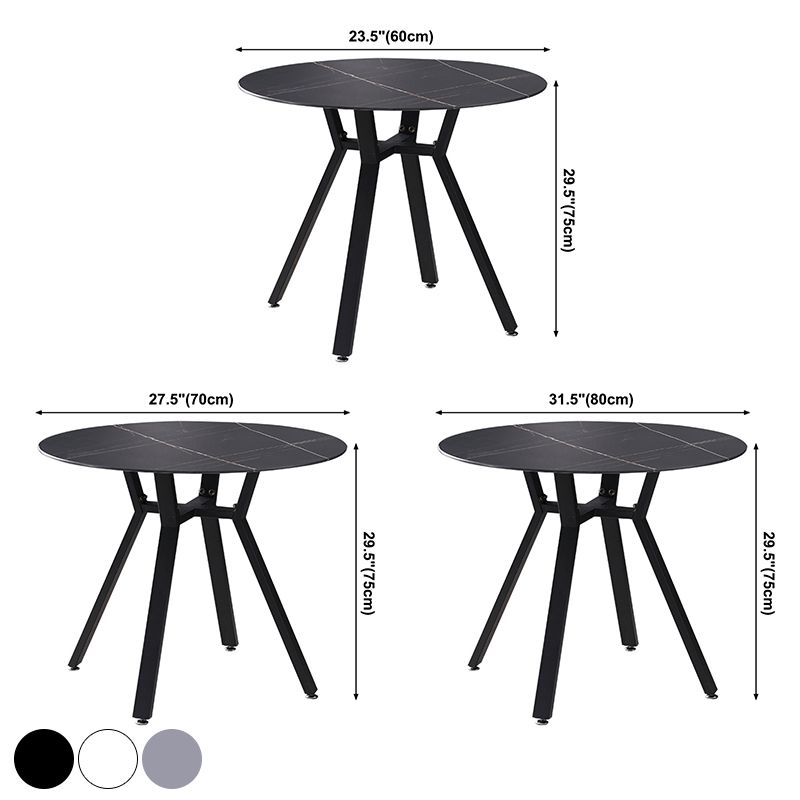 Modern Style Sintered Stone Dining Room Table Round Table with Metal Base