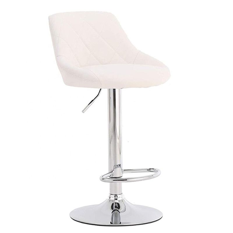 Modern Style Leather Bar Stool with Footrest and Adjustable Height Bistro Bar Stool