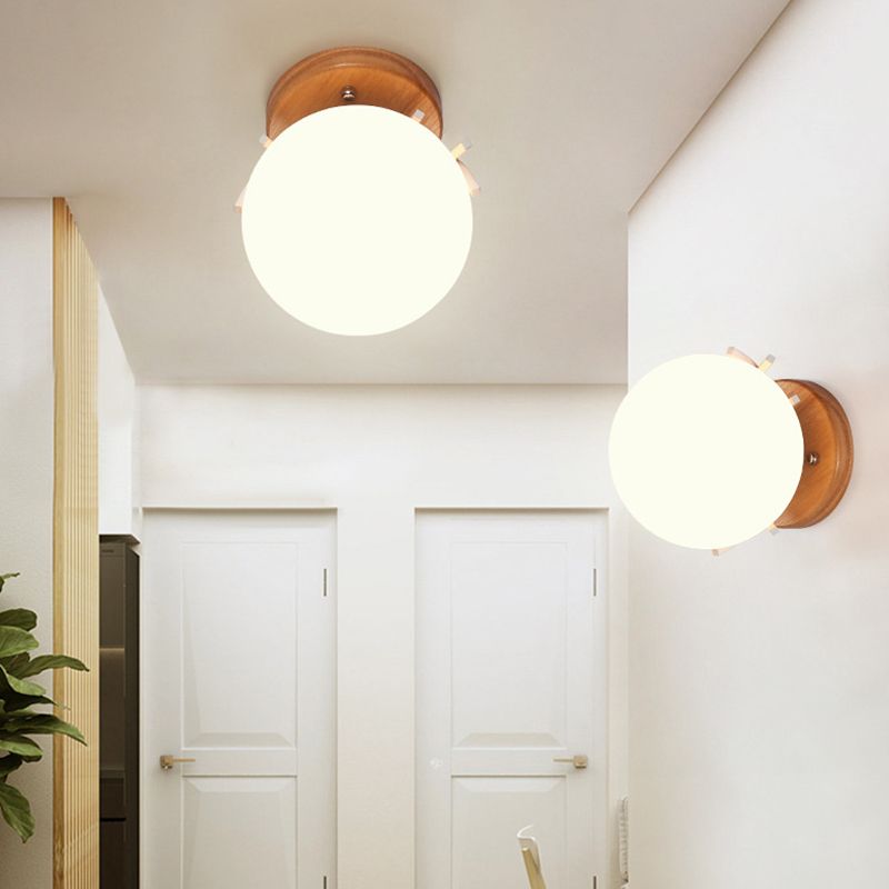 Lámpara de pared de vidrio de estilo de pared moderno de color de sombra redonda de 1 luces