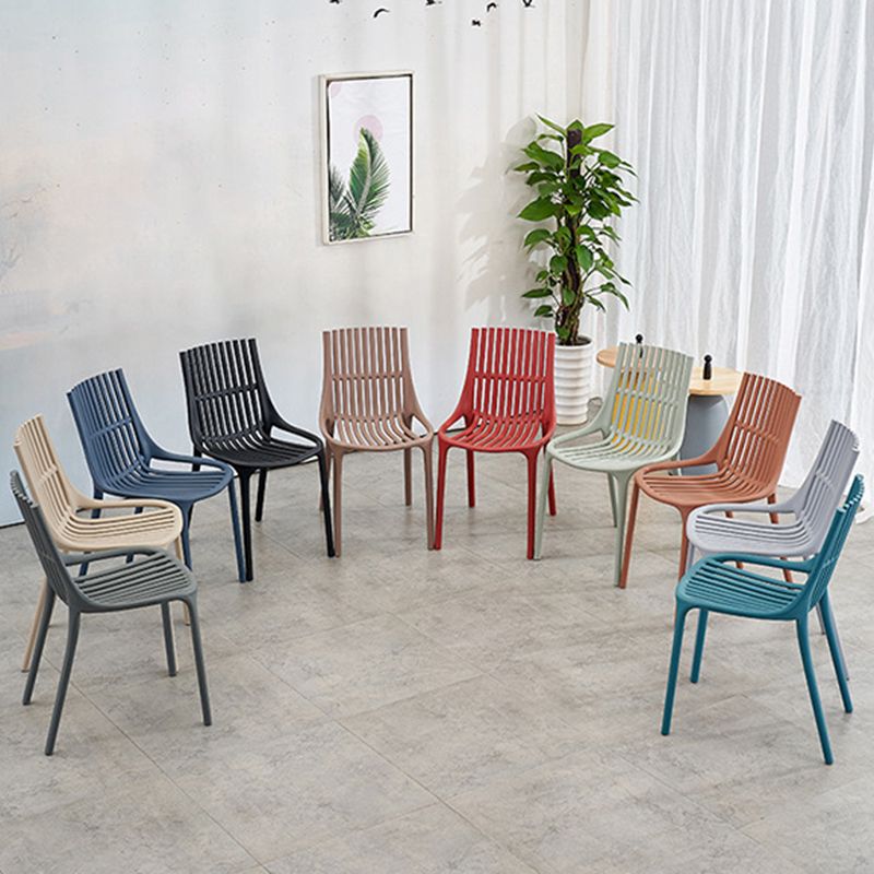 Nordic Style Armless Side Chairs Slat Back Chairs with Plastic Legs for Home Use