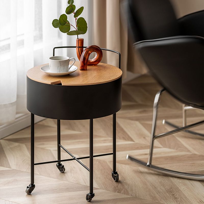 Modern Cross Legs End Table Removable Round Sofa Table with Storage