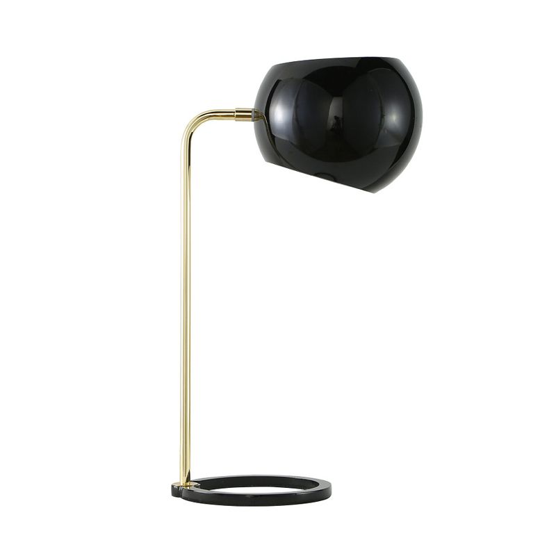 Lámpara de escritorio enchufable para sala de estar con 1 cabezal de hierro, lámpara de mesa geométrica nórdica moderna en negro