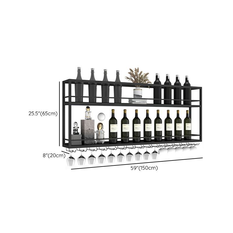 Modern Metal Wine Rack Wall Mounted Wine Bottle & Glass Rack for Living Room