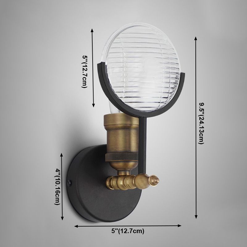 Glass Round Shade Wall Lighting Industrial Style 1 Light Wall Mounted Light Fixture in Clear
