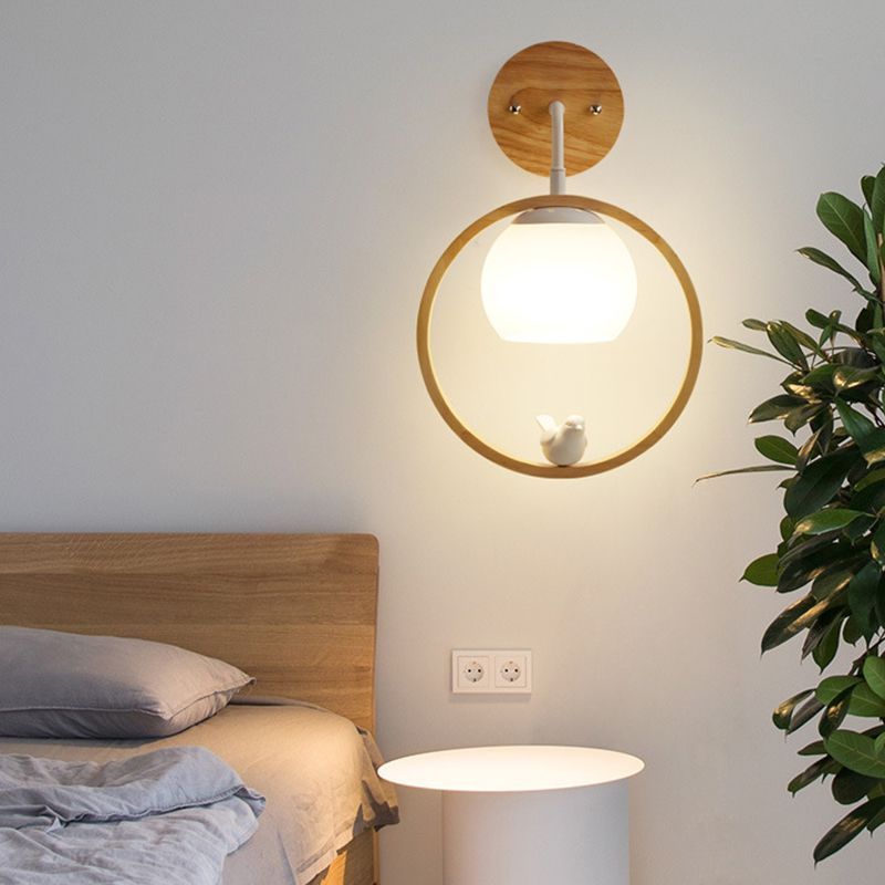 Modern Simple Wall Light Circle Shape Wall Lamp with Glass Shade for Bedroom