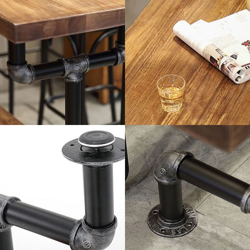 Wood Top Bar-height Table Black and Metal Legs Bar Table for Living Room