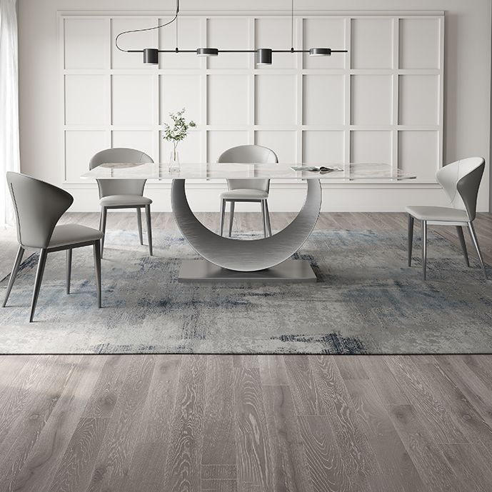 Tavolo da pranzo in pietra sinterizzato moderno tavolo da pranzo rettangolare con base di metallo