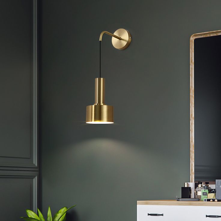 Modern Luxury Cylindroid Hanging Wall Lamp Electroplate Metal Wall Sconce for Interior Spaces