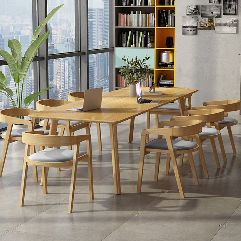 Mesa de comedor rectangular contemporánea de madera maciza mesa de madera con 4 patas