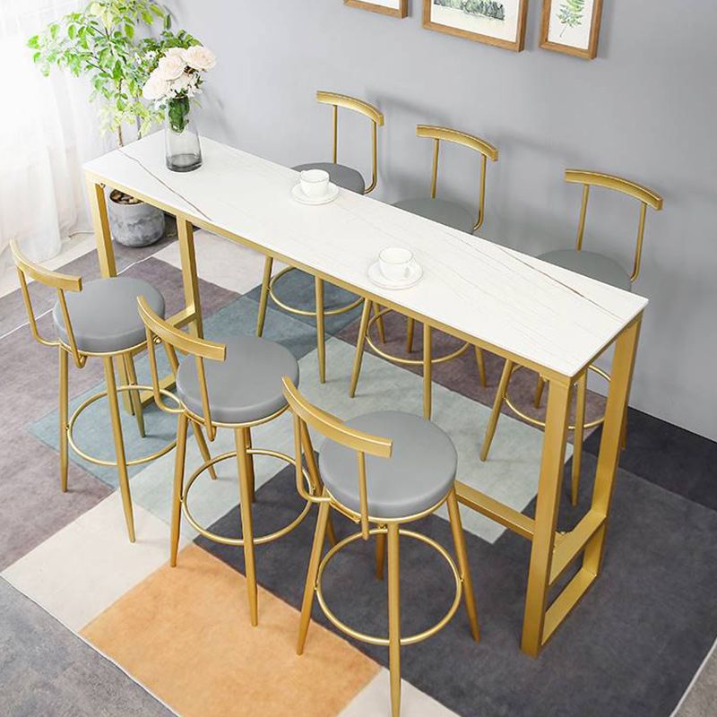 Nordic Bar Table Rectangle Stone Top Bistro Table with Pedal