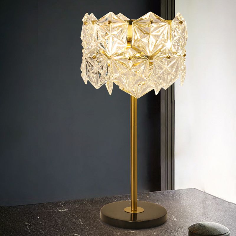 Gold Snowflake Shaped Table Lamp Simplicity 6 Bulbs K9 Crystal Night Table Light for Bedroom