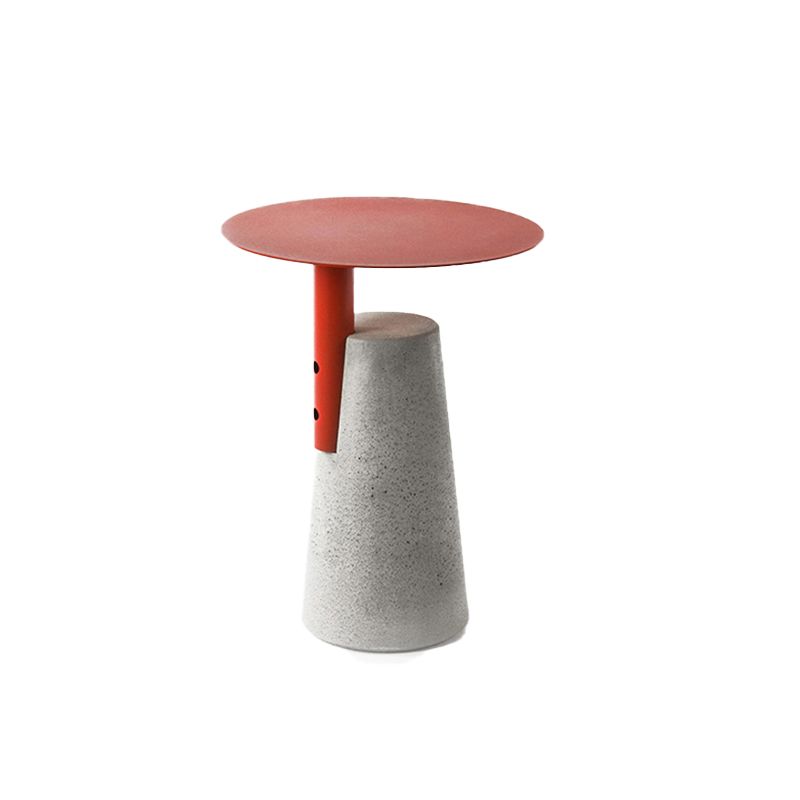 Round 1 Single Coffee Table Metal Cocktail Table with Cement Pedestal
