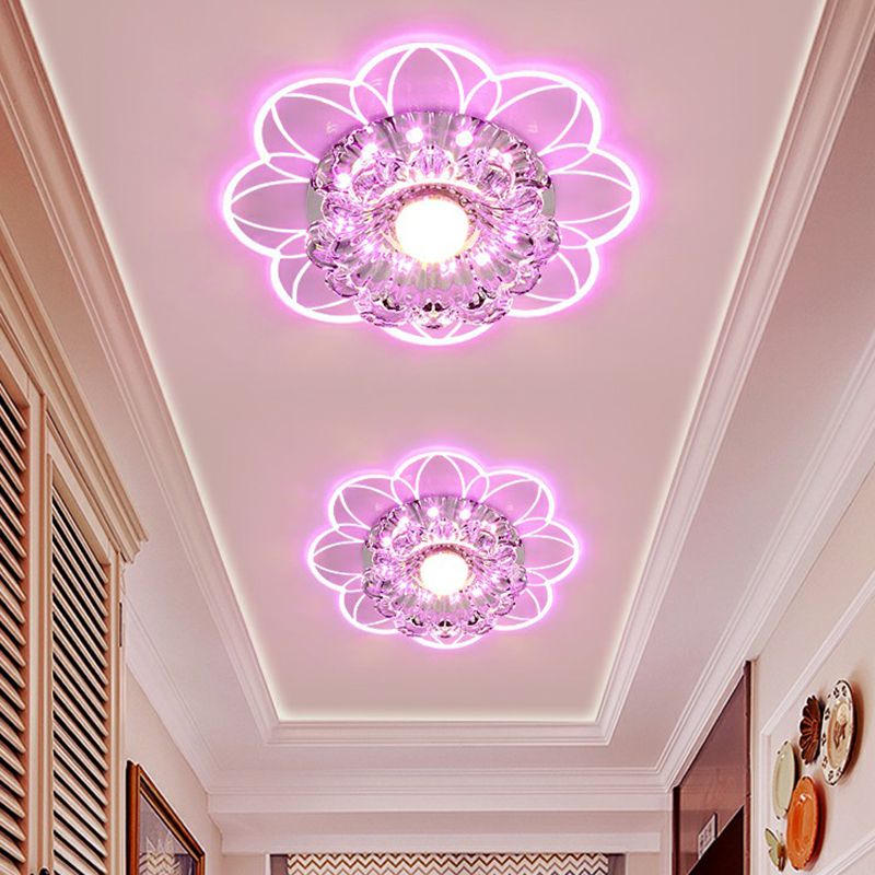 Plafonnier LED encastrable pour couloir de fleurs, plafonnier en cristal Simplicity en transparent