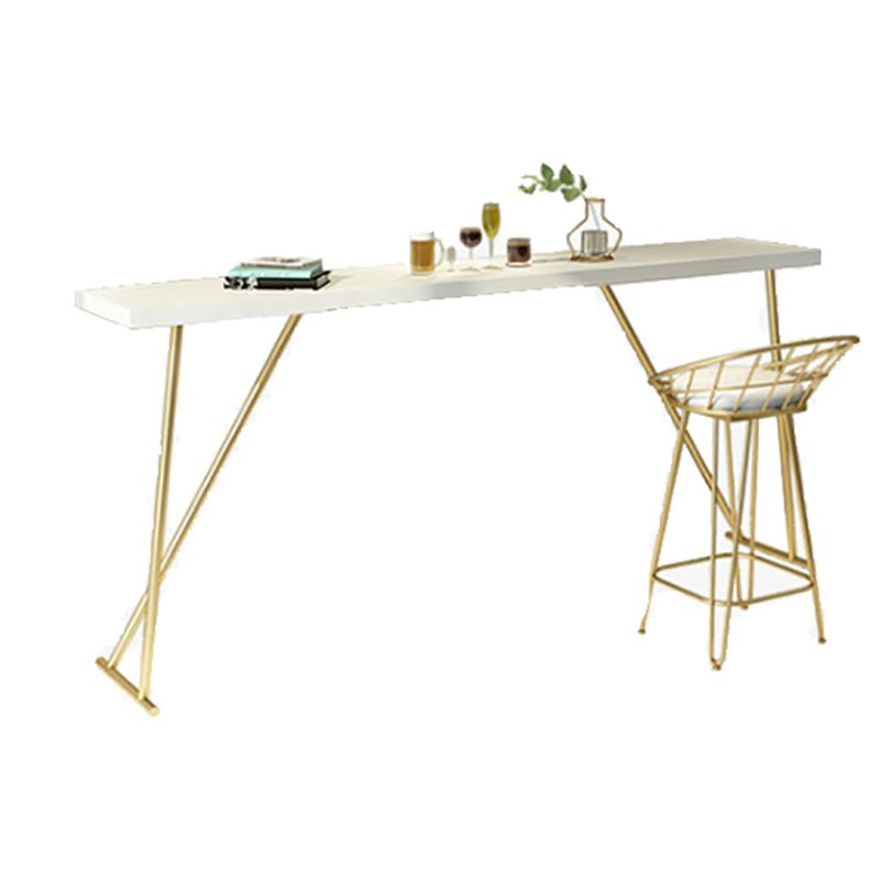 Glam Wooden Bar Counter Table Rectangle Bar Counter Table with Metal Legs for Kitchen