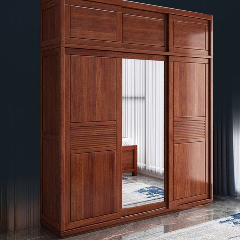 Contemporary Style Wardrobe Armoire Solid Wood Wardrobe Closet with Doors and Drawer