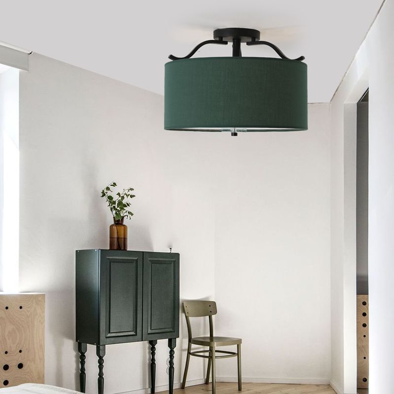 16 "/18" /19.5 "Dia tessuto a 3 luci a filo agricola leggera a soffitto della camera da letto rotonda verde.