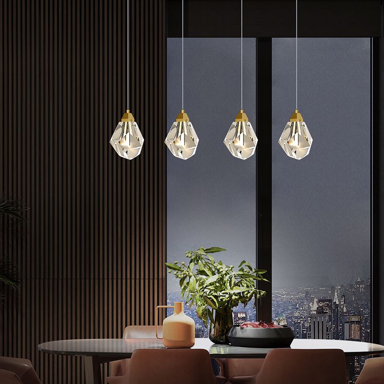 Crystal Unique Shape Hanging Light Modern Style 1 Head Hanging Mount Fixture for Bedroom