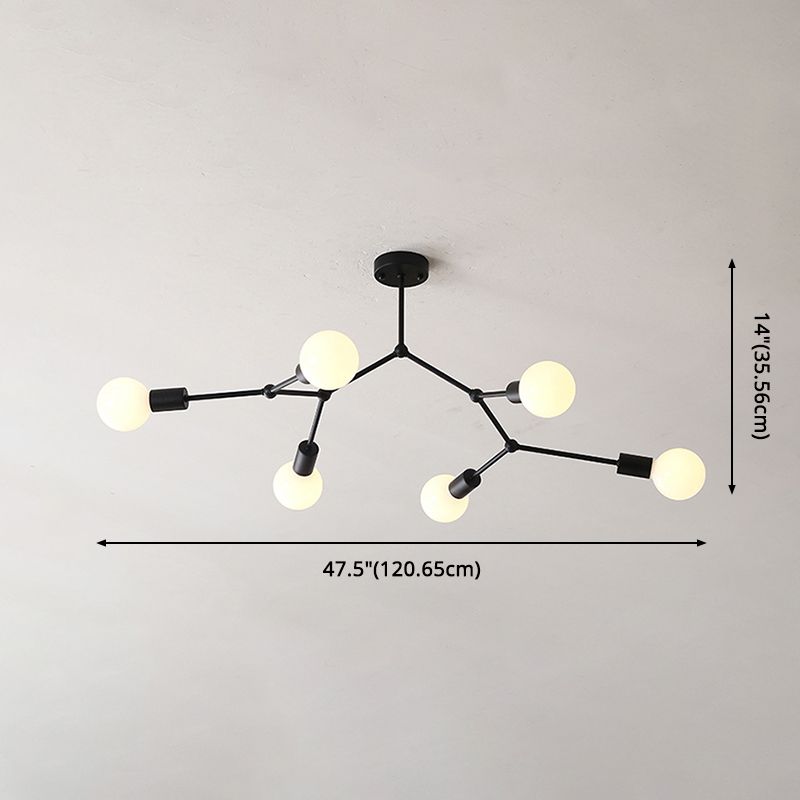 Diseño molecular de 6 luces Candelera de metal Ligero Estilo industrial Colgante de iluminación de bombilla abierta para sala de estar de dormitorio