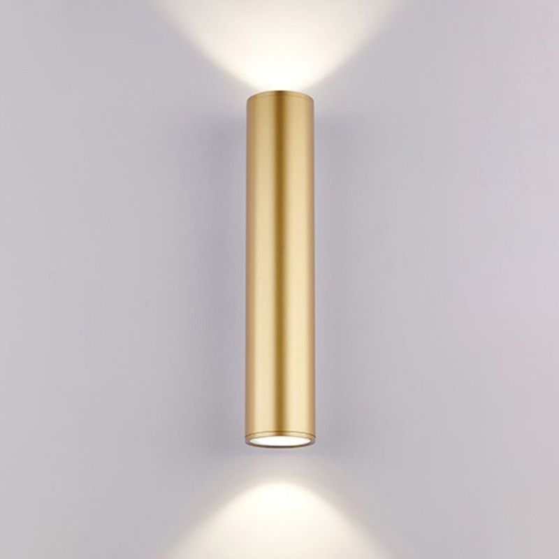 Cylinder Shape Wall Mount Lamp Modern Style Metal 2 Lights Sconce Lamp in Gold