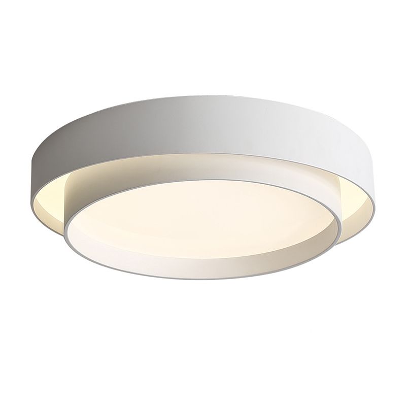 LED Simplicité moderne Flush Mount Wrought Iron Circular Ceiling Light with Acrylic Shade