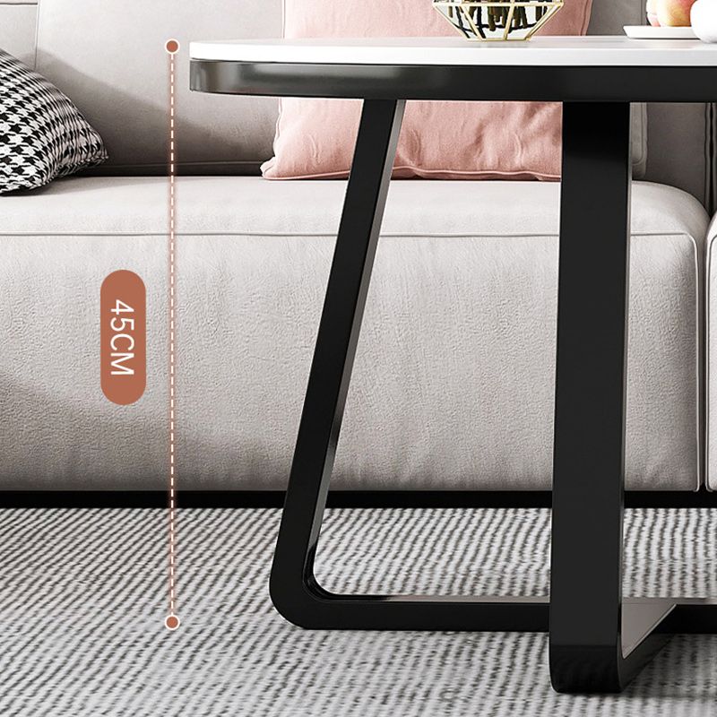 Stone Geometric Contemporary Coffee Table Cross Legs Coffee Table