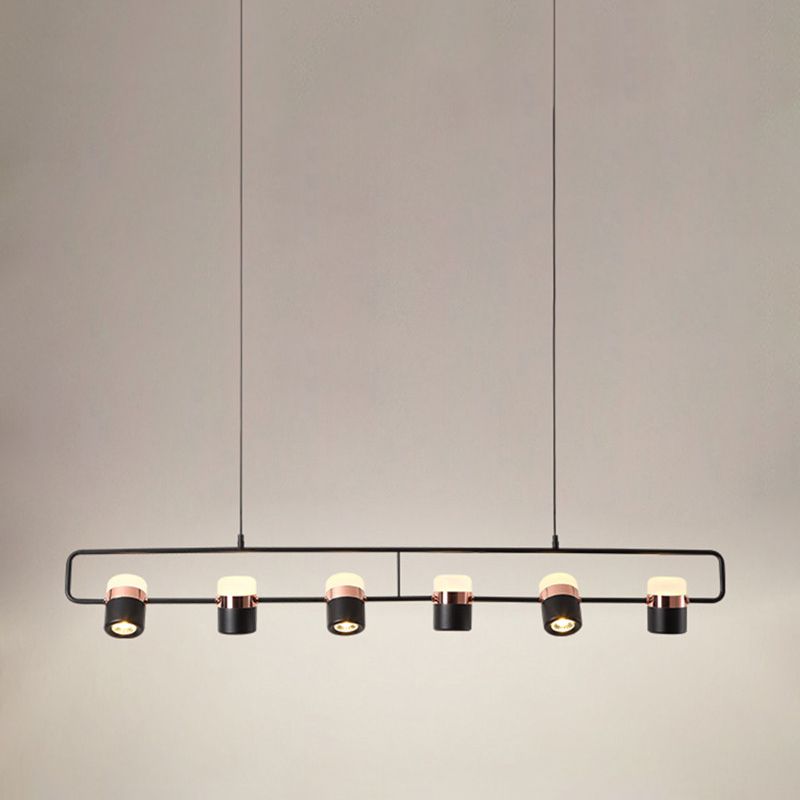 Modern Aluminum Track Light Cylinder Multi-Head Restaurant Hanging Lamp with Acrylic Shade