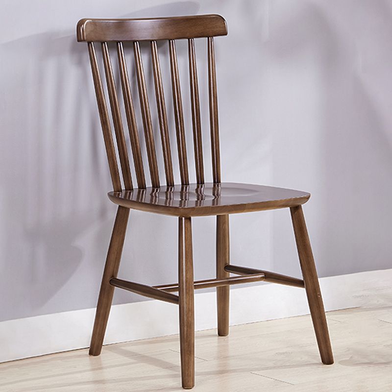 Silla de comedor contemporánea de madera de caucho Windsor con respaldo de madera natural (juego de 2)