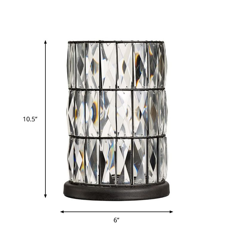 Black Cylinder Night lampe Crystal Clear 1 Light Light Light Light