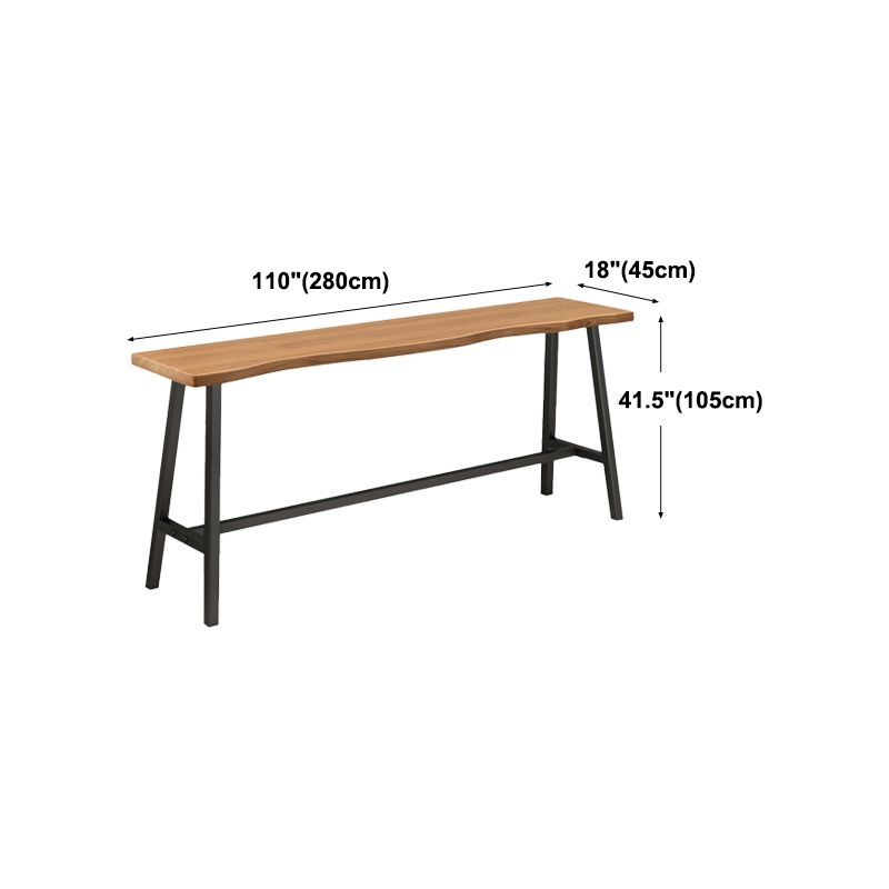 Solid Wood Natural Bistro Accent Dining Table Modern Rectangle Footrest Pub Table