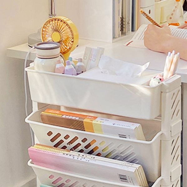 Modern & Contemporary Shelf Bookcase  Plastic/Acrylic Bookshelf with Caster