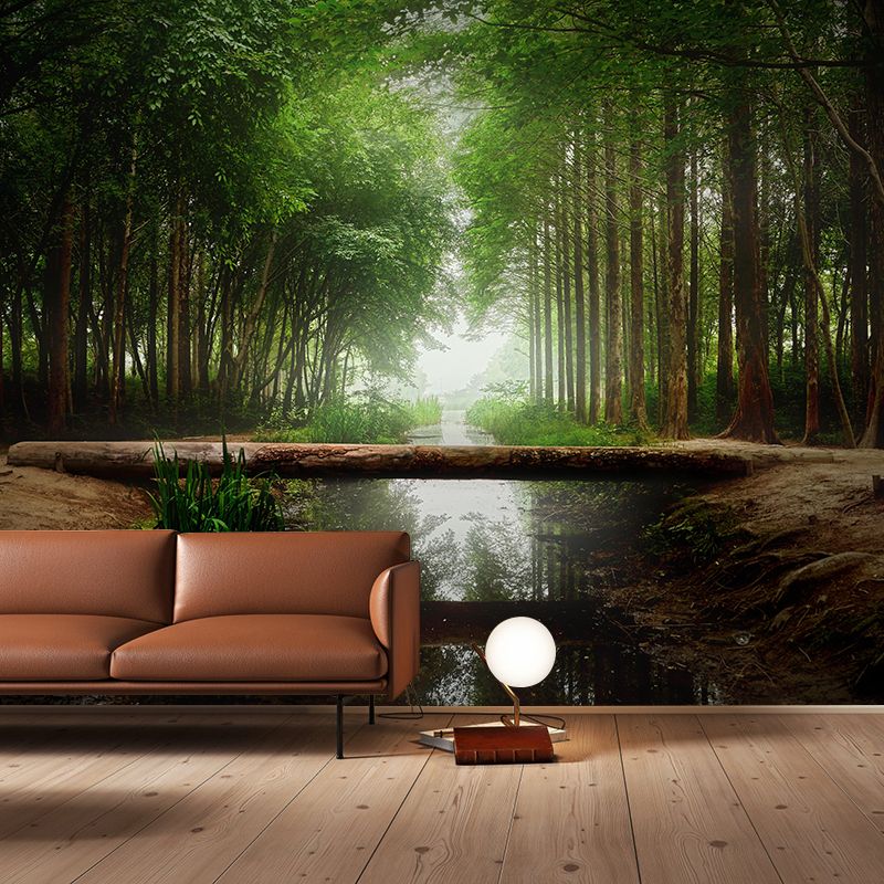 Contemporary Moisture Resistant Forest Mural Wall Covering for Dining Room Wall Decor