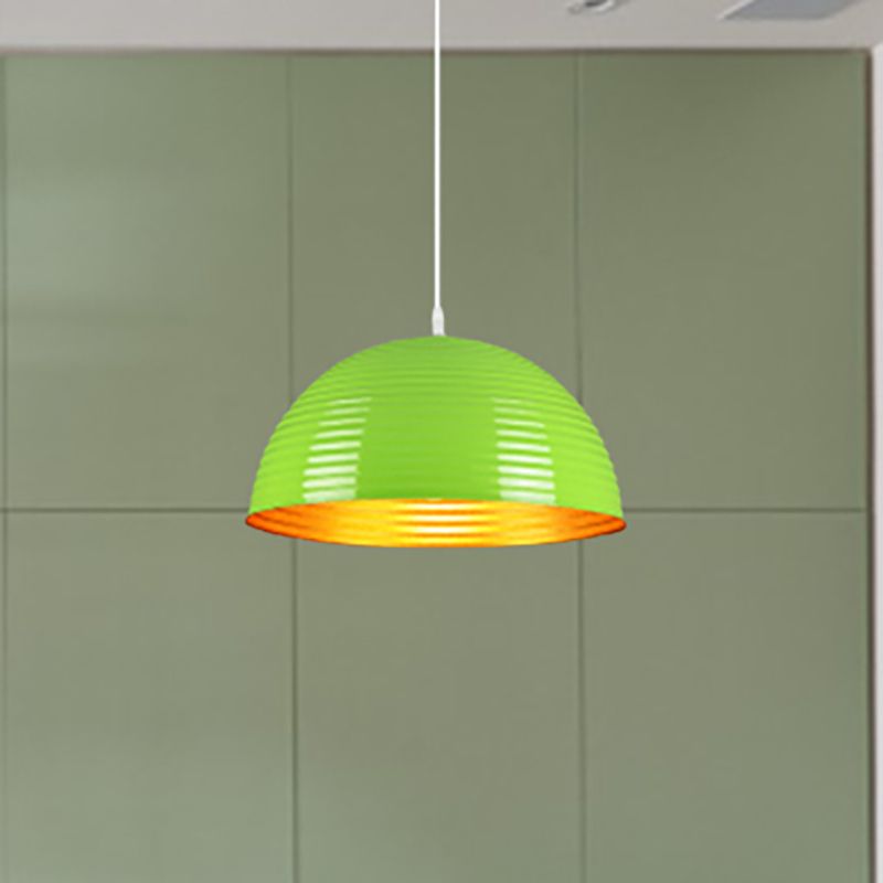 Luz colgante de tono de cúpula con luz de metal contemporáneo de metal rojo/amarillo/luz colgante, 12 "/16" /19.5 "de ancho
