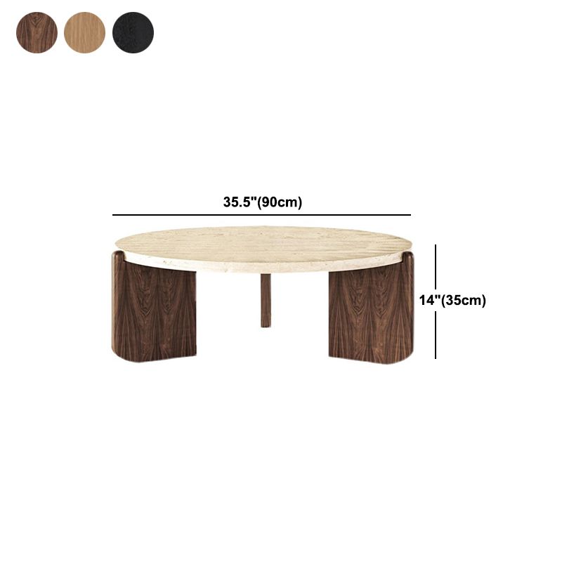 Single 3 Legs Coffee Table Wooden Modern Beige/Brown/Black Cocktail Table