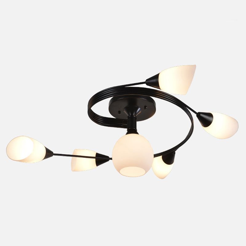 Plafonnier en verre dépoli en ferronnerie, luminaire Semi-encastré de Style moderne avec abat-jour blanc pour salon et Restaurant