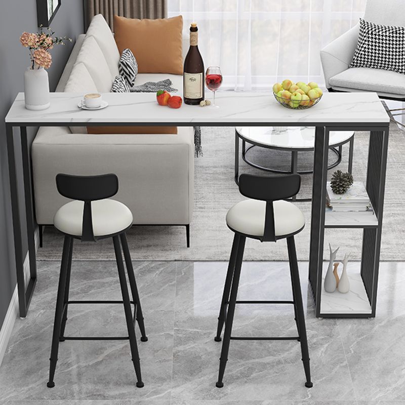 Living Room Modern Patio Bar Table Marble Rectangle 2-shelf Sled Bistro Bar Desk