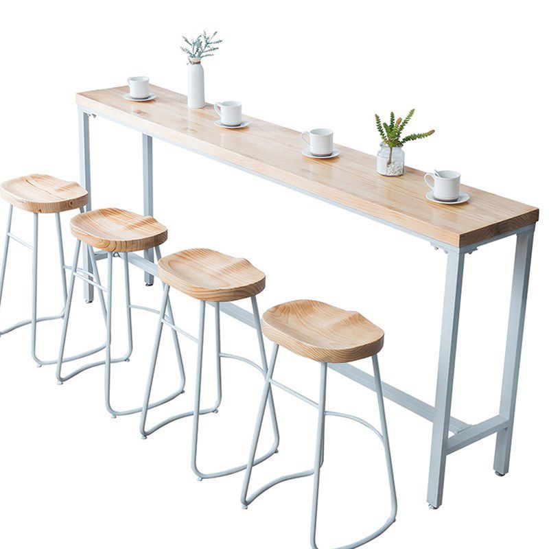 Glam Style 1/2/4/5 Pieces Bar Table Set Rectangle Bar Table with High Metal Stools