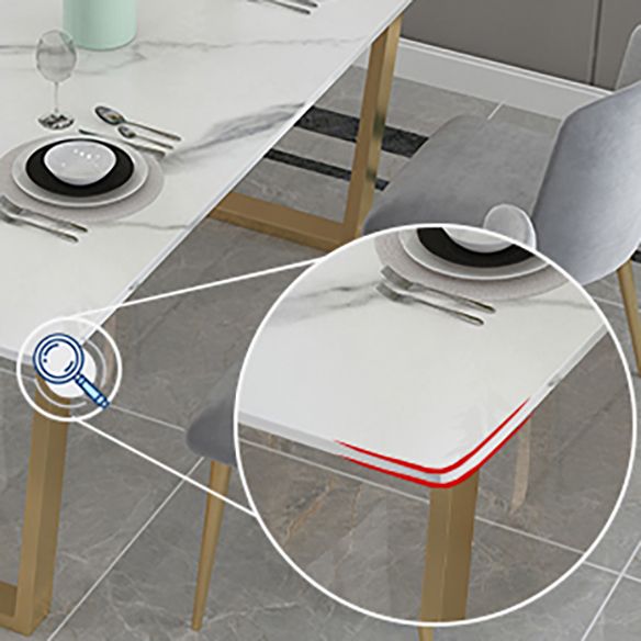 Minimalist Style Sintered Stone Dining Table Rectangular Dining Table with Metal Frame