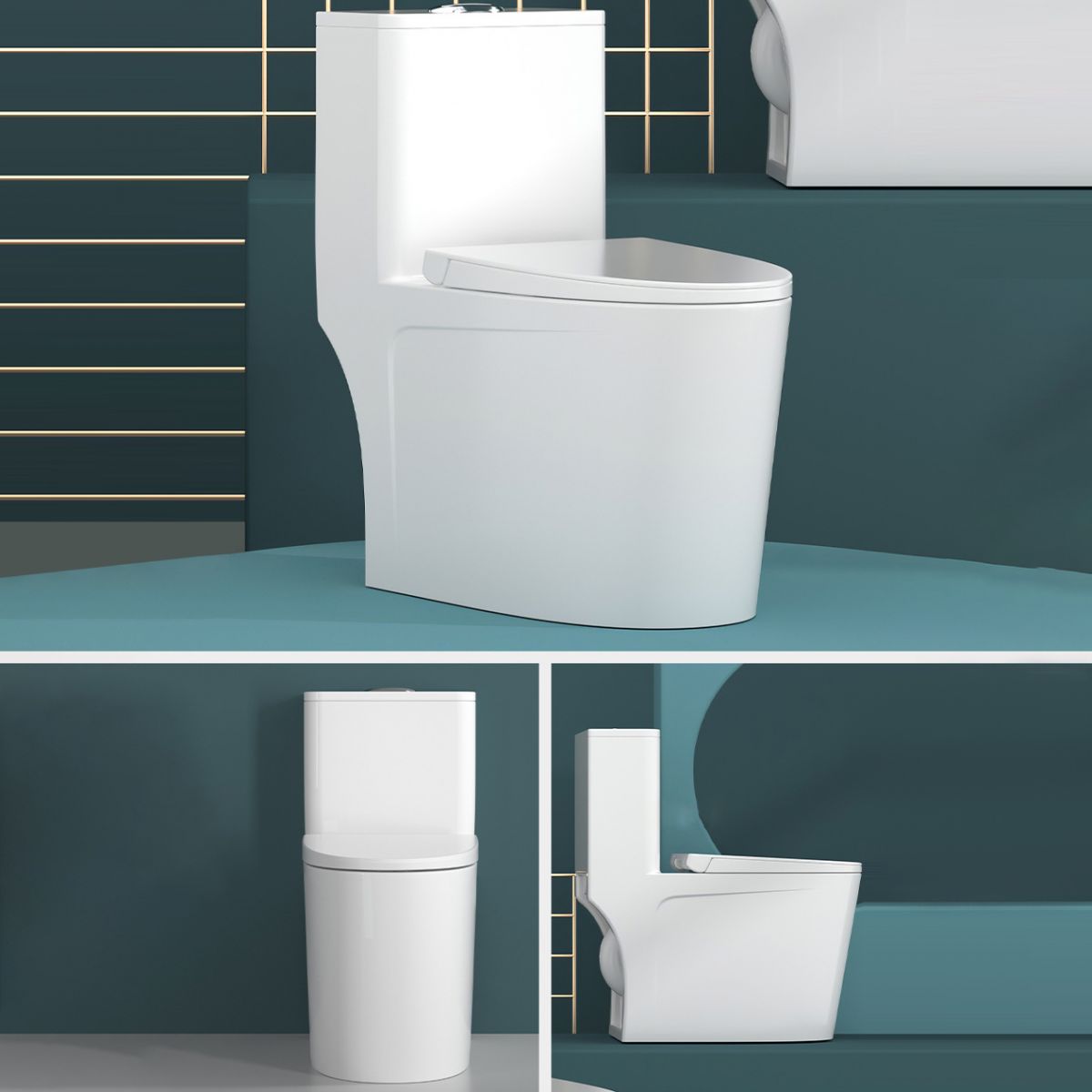 Modern Siphon Jet Toilet Bowl White Bidet Toilet with Seat for Bathroom