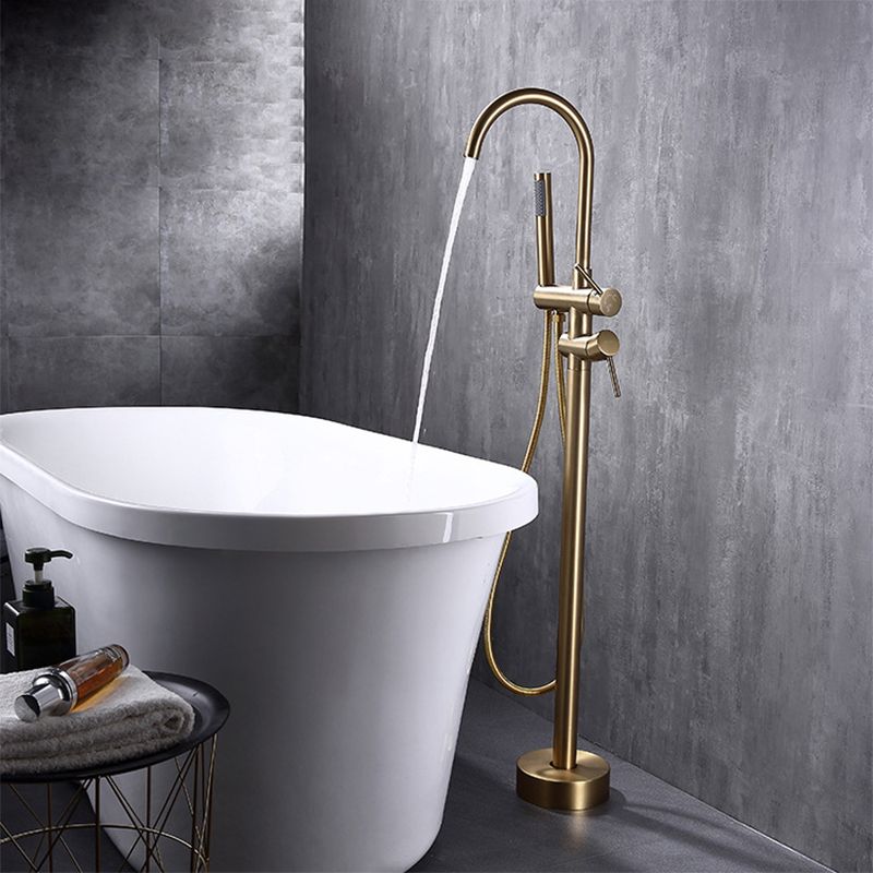 Floor Mounted Metal Freestanding Tub Filler High Arc Freestanding Faucet