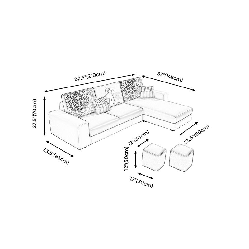 27,56 "H Square Arm Sectional Abnehmbares Kissen Sofa und Chaise
