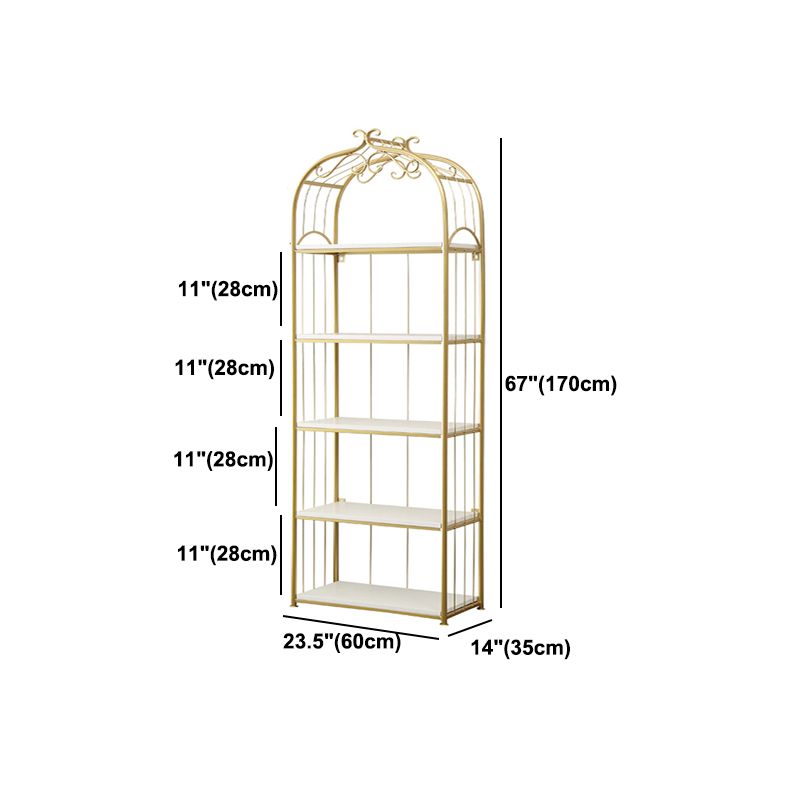 Glam Style Gold Bookshelf Metal Open Shelf Bookcase for Home