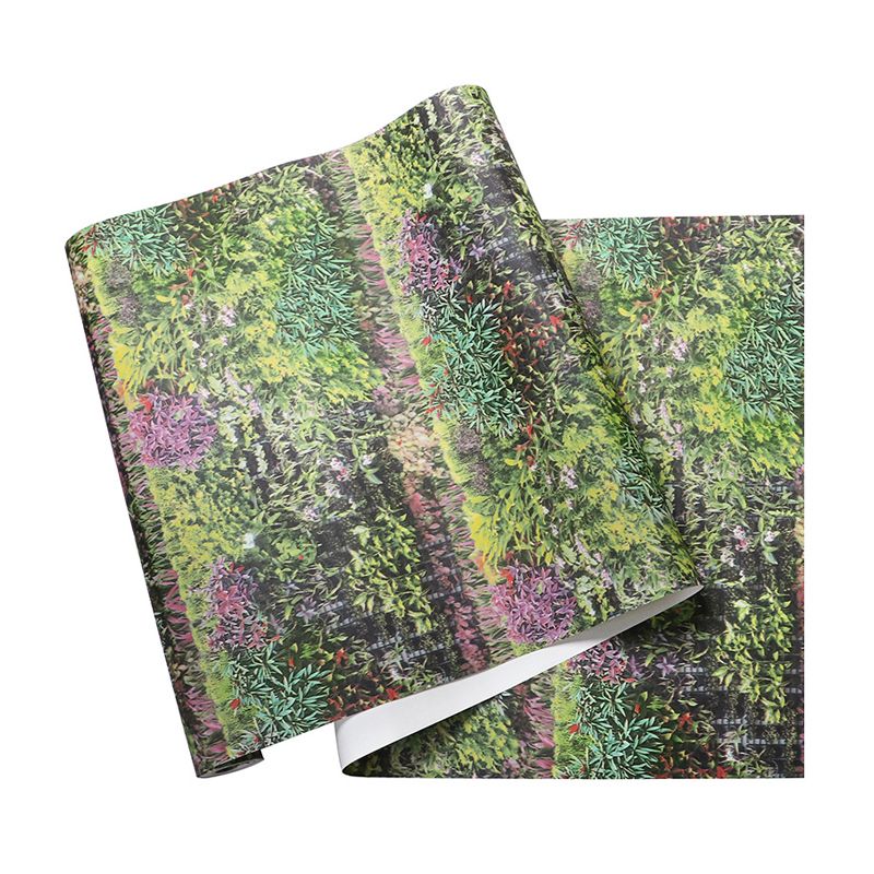 Farmhouse Flower Field Wallpaper for Restaurant 33' x 20.5" Wall Covering in Dark Color