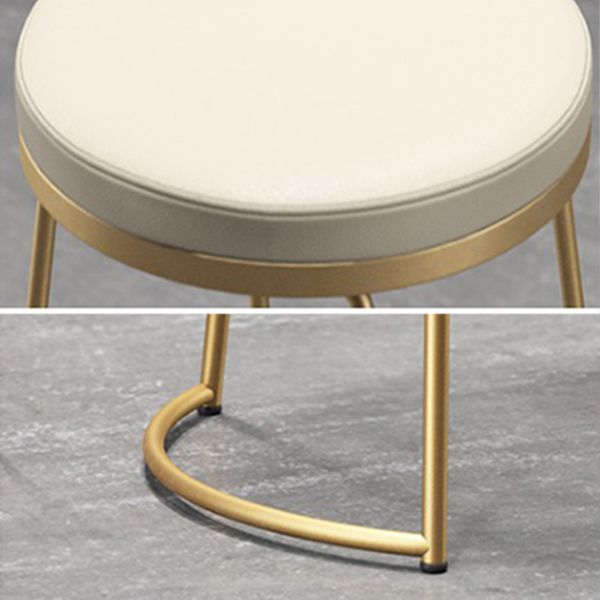 Contemporary Metal Barstool Faux Leather Backless Counter Stool with Iorn 4 Legs