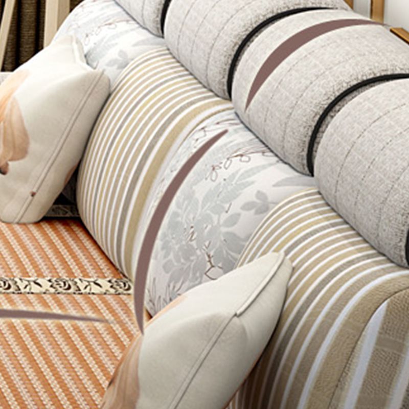 120.08"L x 70.87"W x 37.4"H Farmhouse Fabric Cushion Back Sectionals with Pillows