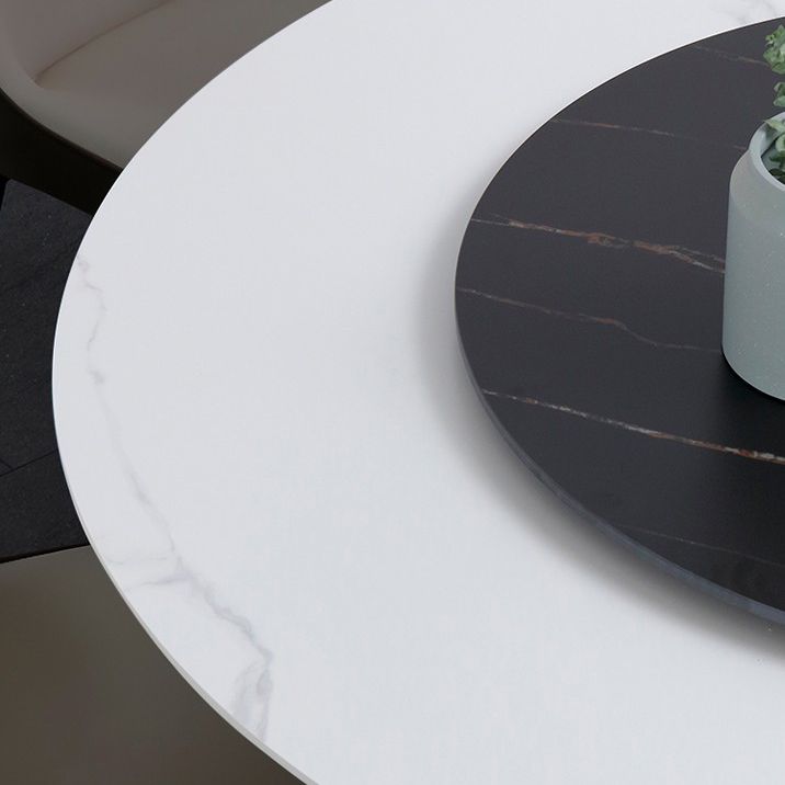 Contemporary Sintered Stone Table Standard Round Dining Table with Pedestal Base