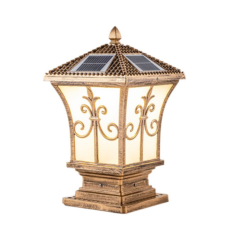 Drum Shape Metal Solar Waterproof Pillar Lamp Modern Outdoor Lights